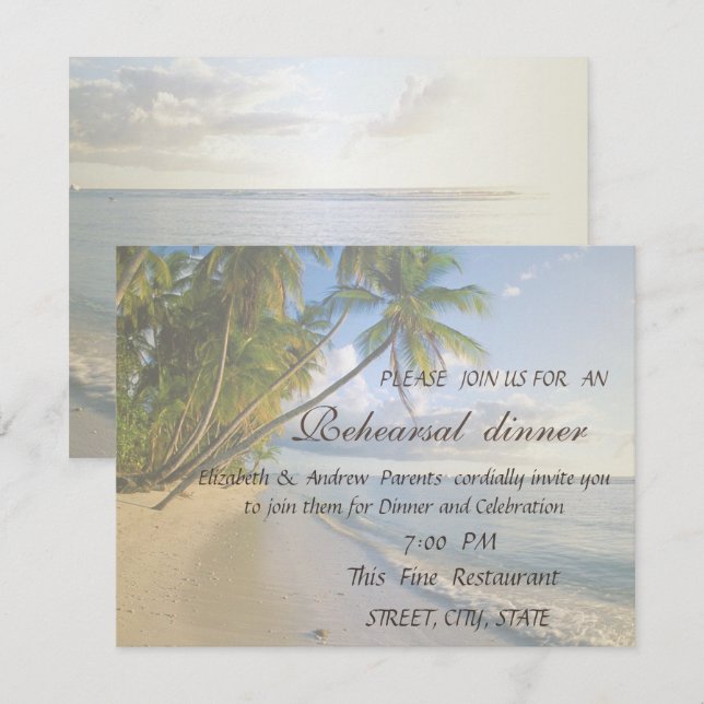 Invitation Dîner de répétition des coquillages de mariage de  (Devant / Derrière)