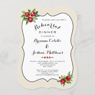 Invitation Dîner de répétition des Fêtes de Red Berries Invit
