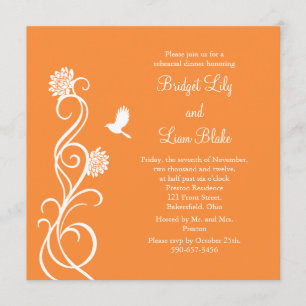Invitation Dîner de répétition des fleurs de Lotus (orange vi