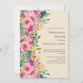 Invitation Dîner de répétition des Fleurs sauvages d'aquarell