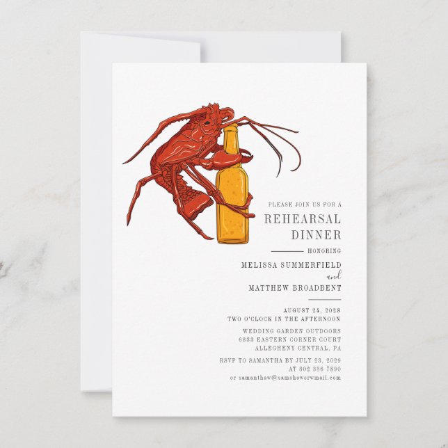 Invitation Dîner de répétition des fruits de mer du homard d' (Devant)