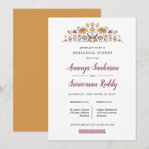 Invitation Dîner de répétition des mariages de fleurs indienn