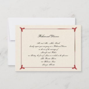 Invitation Dîner de répétition des Mariages du Mistletoe roug
