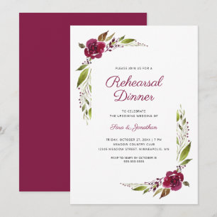 Invitation Dîner de répétition des Mariages floraux de Bourgo