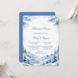 Invitation Dîner de répétition des montagnes enneigées bleues