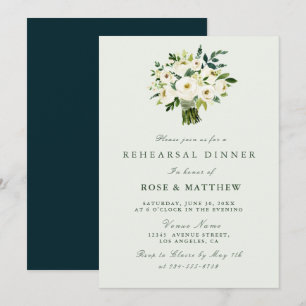 Invitation dîner de répétition d'été à fleurs blanches invita