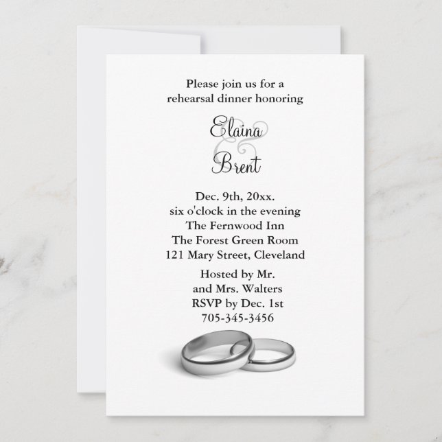 Invitation Dîner de répétition d'éternité (Devant)
