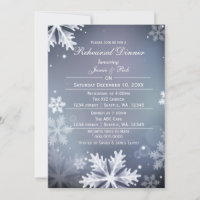 Dîner de répétition d'hiver bleu et argent invitat