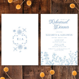 Invitation Dîner de répétition du Fleur sauvage Monogramme