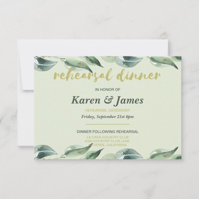 Invitation Dîner de répétition du jardin d'olivier toscan Inv (Devant)