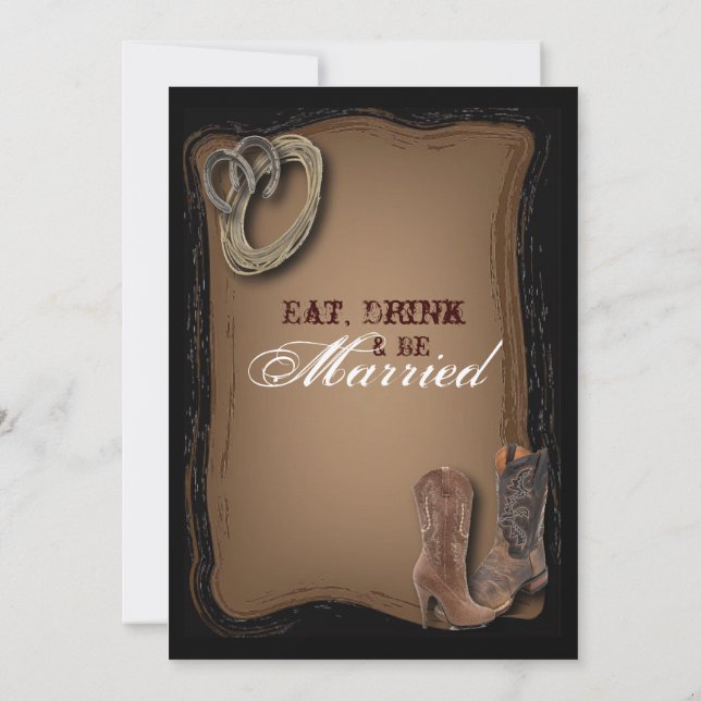 Invitation Dîner de répétition du Mariage campagnard occident (Dos)