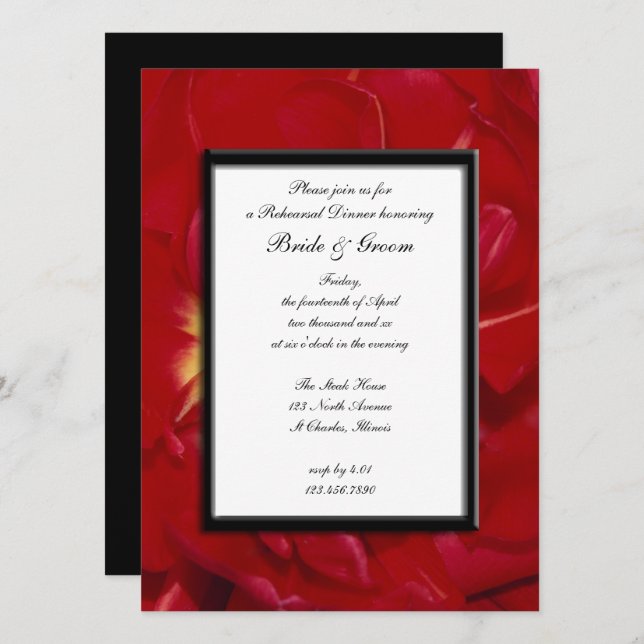 Invitation Dîner de répétition du Mariage de cadre roux Tulip (Devant / Derrière)