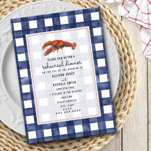 Invitation Dîner de répétition du Mariage de homard En vichy 