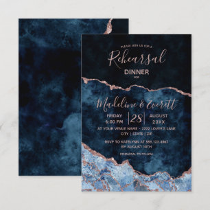 Invitation Dîner de répétition du Mariage de l'âge d'or Rose 
