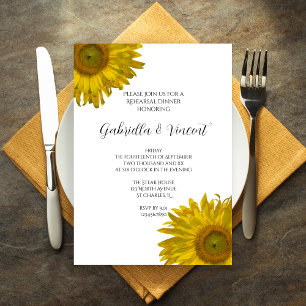 Invitation Dîner de répétition du Mariage des tournesols jaun