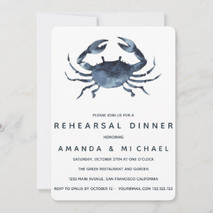 Invitation Dîner de répétition du Mariage du crabe bleu