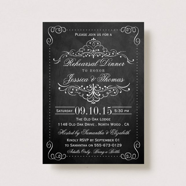 Invitation Dîner de répétition du Mariage du tableau de bord  (Créateur téléchargé)
