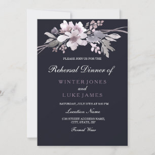 Invitation Dîner de répétition du Mariage Floral d'hiver de l