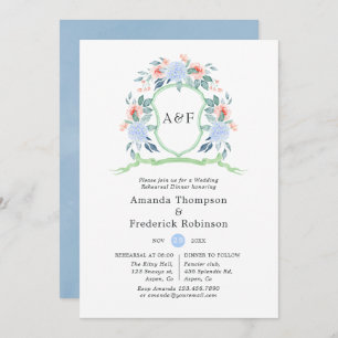 Invitation Dîner de répétition du Mariage Floral Monogram Cre