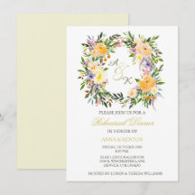 Dîner de répétition du Mariage Floral Wreath Invit