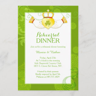 Invitation Dîner de répétition du Mariage irlandais Claddagh