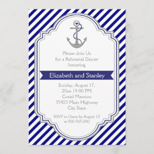 Invitation Dîner de répétition du mariage nautique de l'ancre