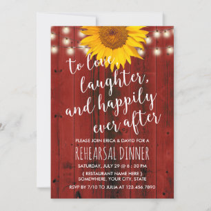 Invitation Dîner de répétition du Mariage Rustic Sunflower Re