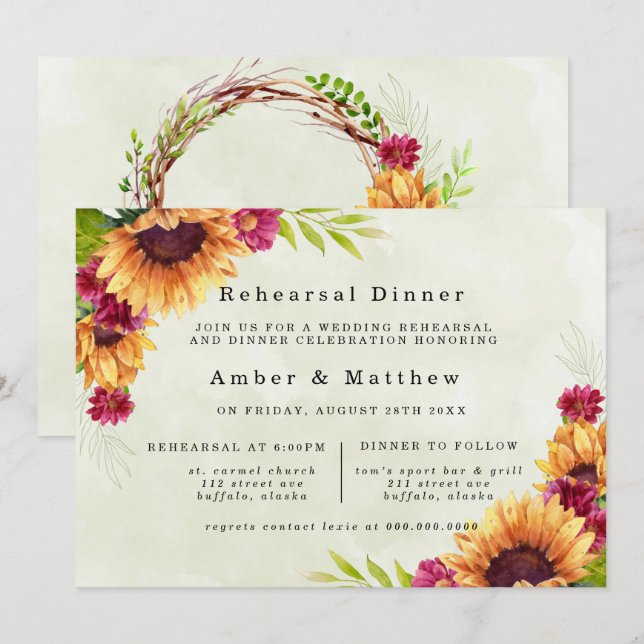 Invitation Dîner de répétition du printemps rose des tourneso (Devant / Derrière)
