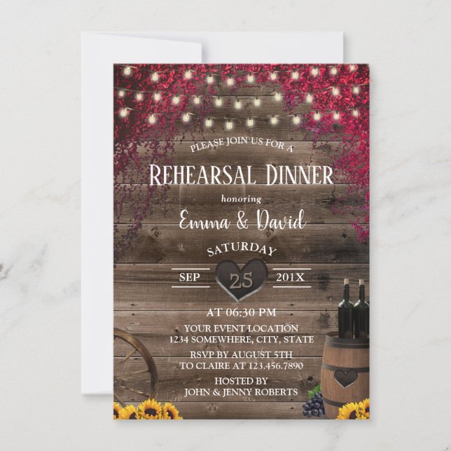 Invitation Dîner de répétition du tonneau de tournesol russe (Devant)