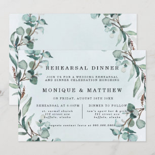 Invitation Dîner de répétition Dusty Blue Eucalyptus