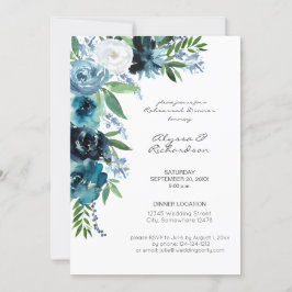 Invitation Dîner de répétition Dusty Blue Floral 2