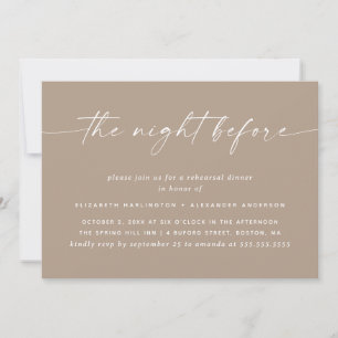 Invitation Dîner de répétition Dusty Taupe   Mariage élégant