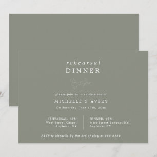 Invitation Dîner de répétition écologique Eucalyptus Sage Inv