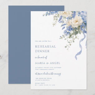Invitation dîner de répétition élégant aquarelle bleu poussié