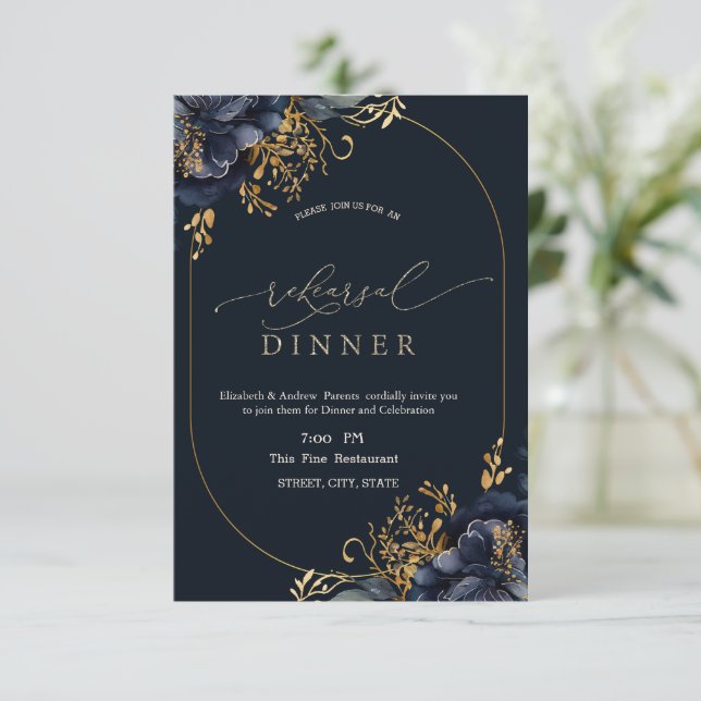 Invitation Dîner de répétition élégant de la Marine (Debout devant)