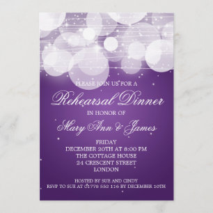 Invitation Dîner de répétition élégant, éclat et parfum viole