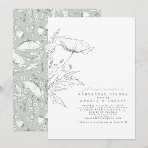 Invitation Dîner De Répétition Élégant Fleur sauvage