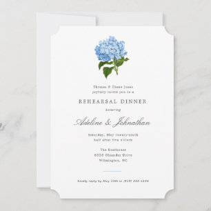 Invitation Dîner de répétition élégant Hydrangea Bleu