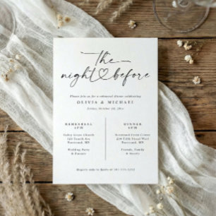 Invitation Dîner de Répétition Élégant Noir & Blanc Écriture