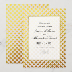 Invitation Dîner de répétition élégant or et blanc