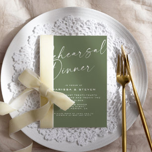Invitation Dîner de répétition Elegant Vert Sauge Calligraphi