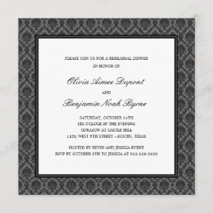 Invitation Dîner de répétition élégante pour les Damas