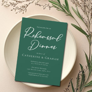 Invitation Dîner de répétition Emerald Green Typography