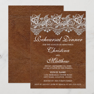 Invitation Dîner de répétition en cuir et dentelle