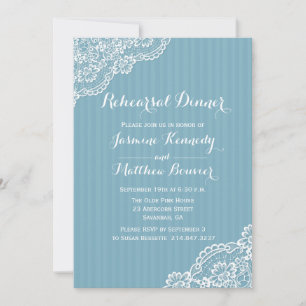 Invitation Dîner de répétition en dentelle blanche Mariage ra