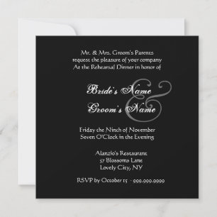 Invitation Dîner de répétition en dentelle noir blanc Mariage