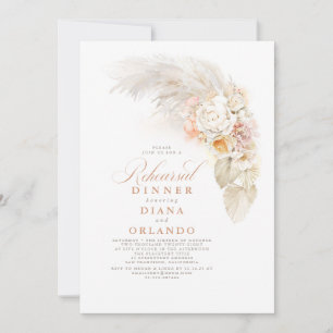 Invitation Dîner de répétition en herbe de Pampas et Fleurs l