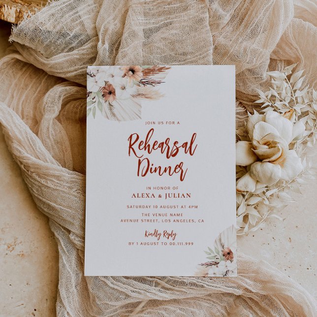Invitation dîner de répétition en terre cuite florale automne (Créateur téléchargé)