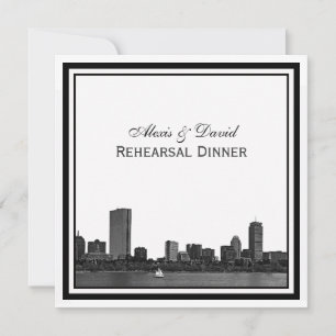 Invitation Dîner de répétition encadré avec vue sur Boston