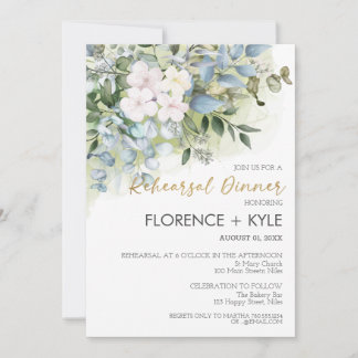 Invitation Dîner de répétition Eucalyptus Elégant Dusty